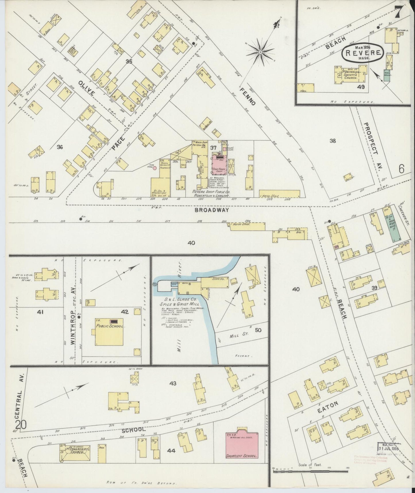 Sanborn Fire Insurance Map from Revere, Suffolk County, Massachusetts (1896), Sheet #0007 - Complete Map Set gallery image, historic Sanborn map, vintage wall art, Massachusetts Massachusetts