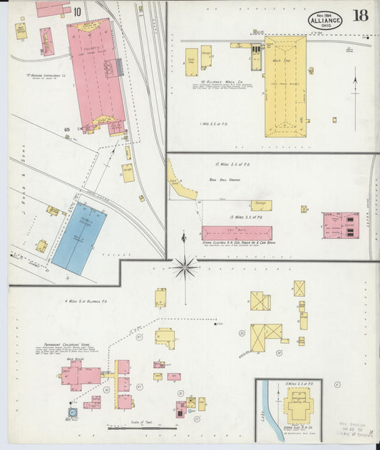 Sanborn Fire Insurance Map from Alliance, Stark County, Ohio (1904), Sheet #0018 - Historic Sanborn Fire Insurance Map Print, vintage old map wall art, antique decor, genealogy gift, Ohio Ohio map