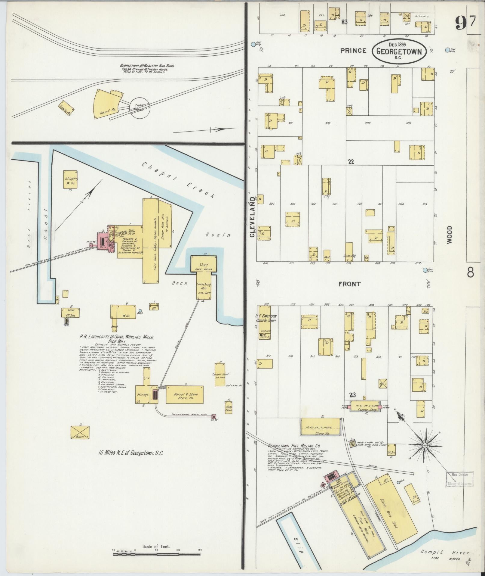 Sanborn Fire Insurance Map from Georgetown, Georgetown County, South Carolina (1899), Sheet #0009 - Historic Sanborn Fire Insurance Map Print, vintage old map wall art, antique decor, genealogy gift, South Carolina South Carolina map