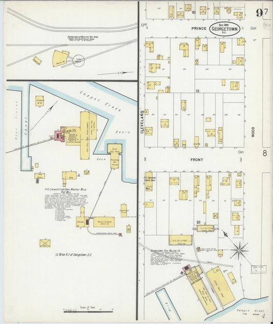 Sanborn Fire Insurance Map from Georgetown, Georgetown County, South Carolina (1899), Sheet #0009 - Historic Sanborn Fire Insurance Map Print, vintage old map wall art, antique decor, genealogy gift, South Carolina South Carolina map