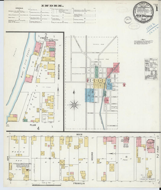 Sanborn Fire Insurance Map from New Bremen, Auglaize County, Ohio (1899), Sheet #0001 - Complete Map Set gallery image, historic Sanborn map, vintage wall art, Ohio Ohio