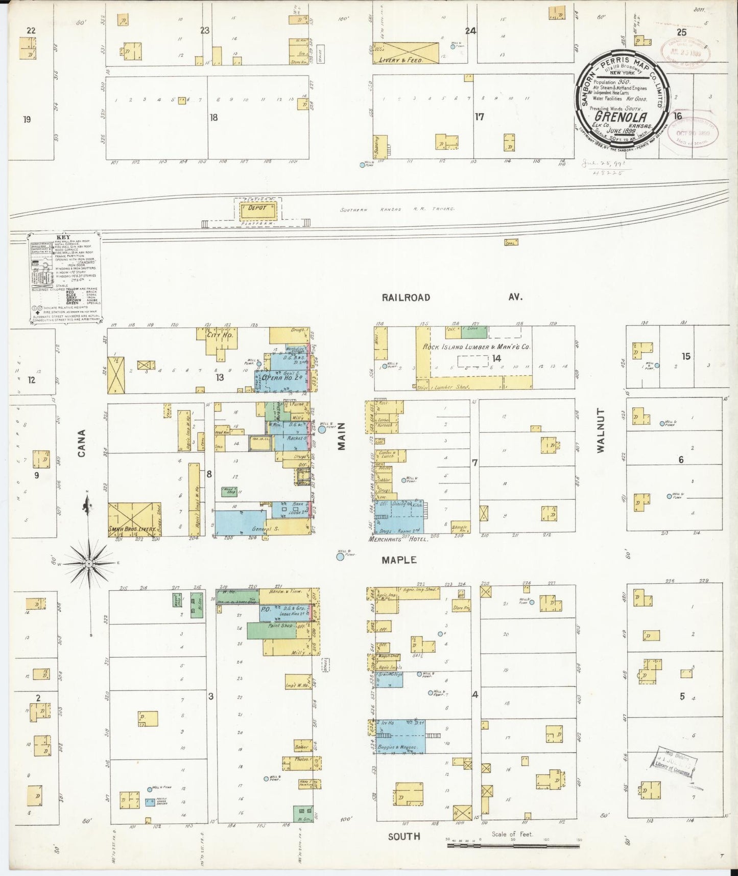 Sanborn Fire Insurance Map from Grenola, Elk County, Kansas (1899), Sheet #0001 - Historic Sanborn Fire Insurance Map Print, vintage old map wall art, antique decor, genealogy gift, Kansas Kansas map