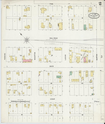 Sanborn Fire Insurance Map from Calvert, Robertson County, Texas (1896), Sheet #0002 - Historic Sanborn Fire Insurance Map Print, vintage old map wall art, antique decor, genealogy gift, Texas Texas map
