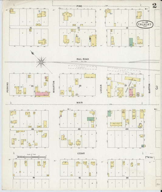 Sanborn Fire Insurance Map from Calvert, Robertson County, Texas (1896), Sheet #0002 - Historic Sanborn Fire Insurance Map Print, vintage old map wall art, antique decor, genealogy gift, Texas Texas map