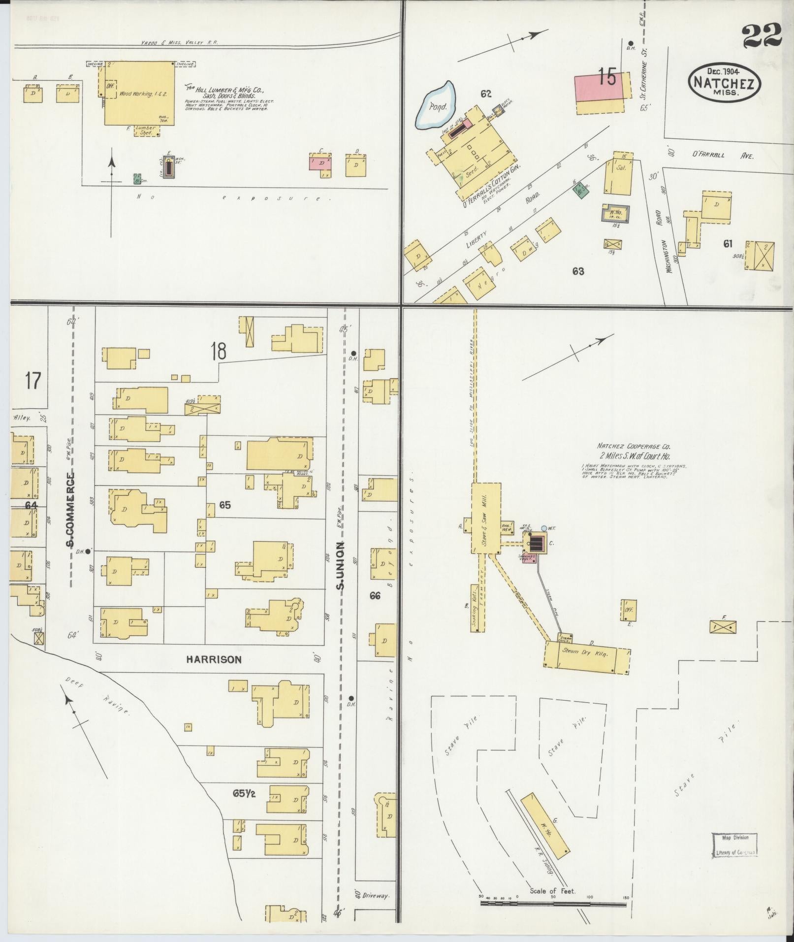 Sanborn Fire Insurance Map from Natchez, Adams County, Mississippi (1904), Sheet #0022 - Complete Map Set gallery image, historic Sanborn map, vintage wall art, Mississippi Mississippi