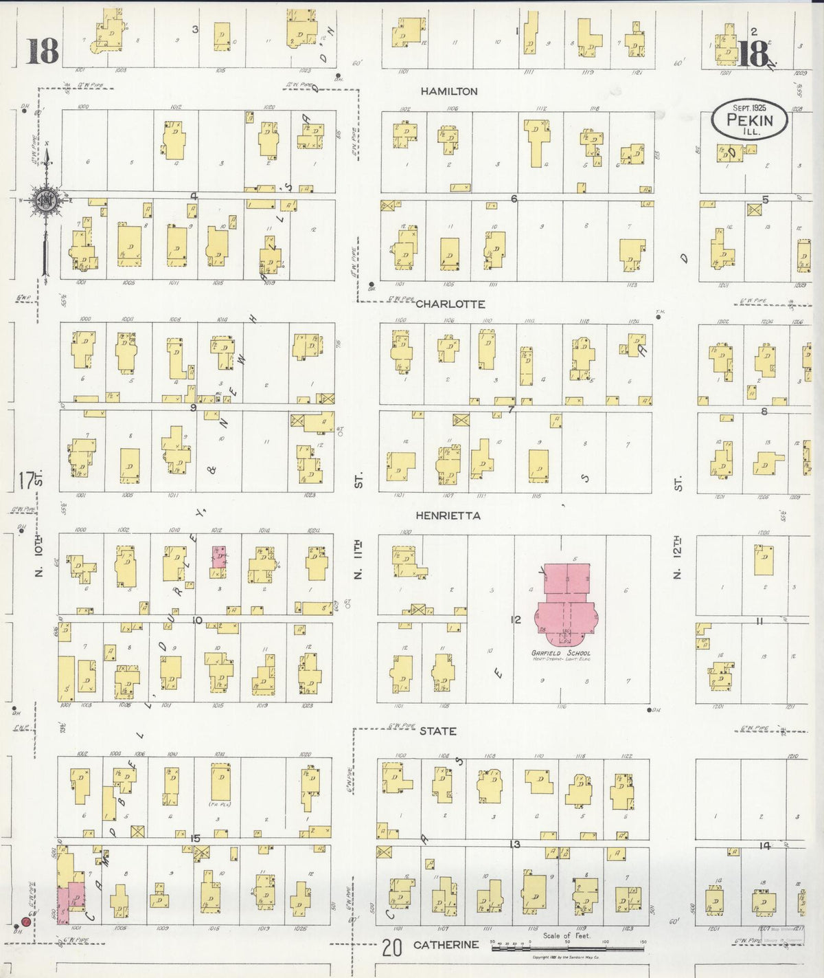Sanborn Fire Insurance Map from Pekin, Tazewell County, Illinois (1925), Sheet #0018 - Complete Map Set gallery image, historic Sanborn map, vintage wall art, Illinois Illinois