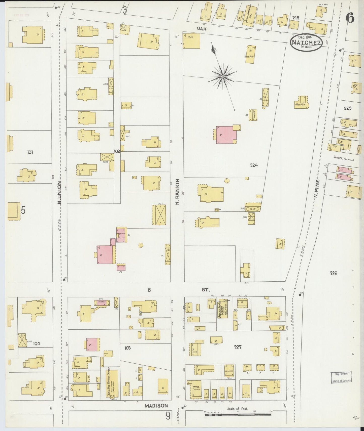 Sanborn Fire Insurance Map from Natchez, Adams County, Mississippi (1904), Sheet #0006 - Complete Map Set gallery image, historic Sanborn map, vintage wall art, Mississippi Mississippi