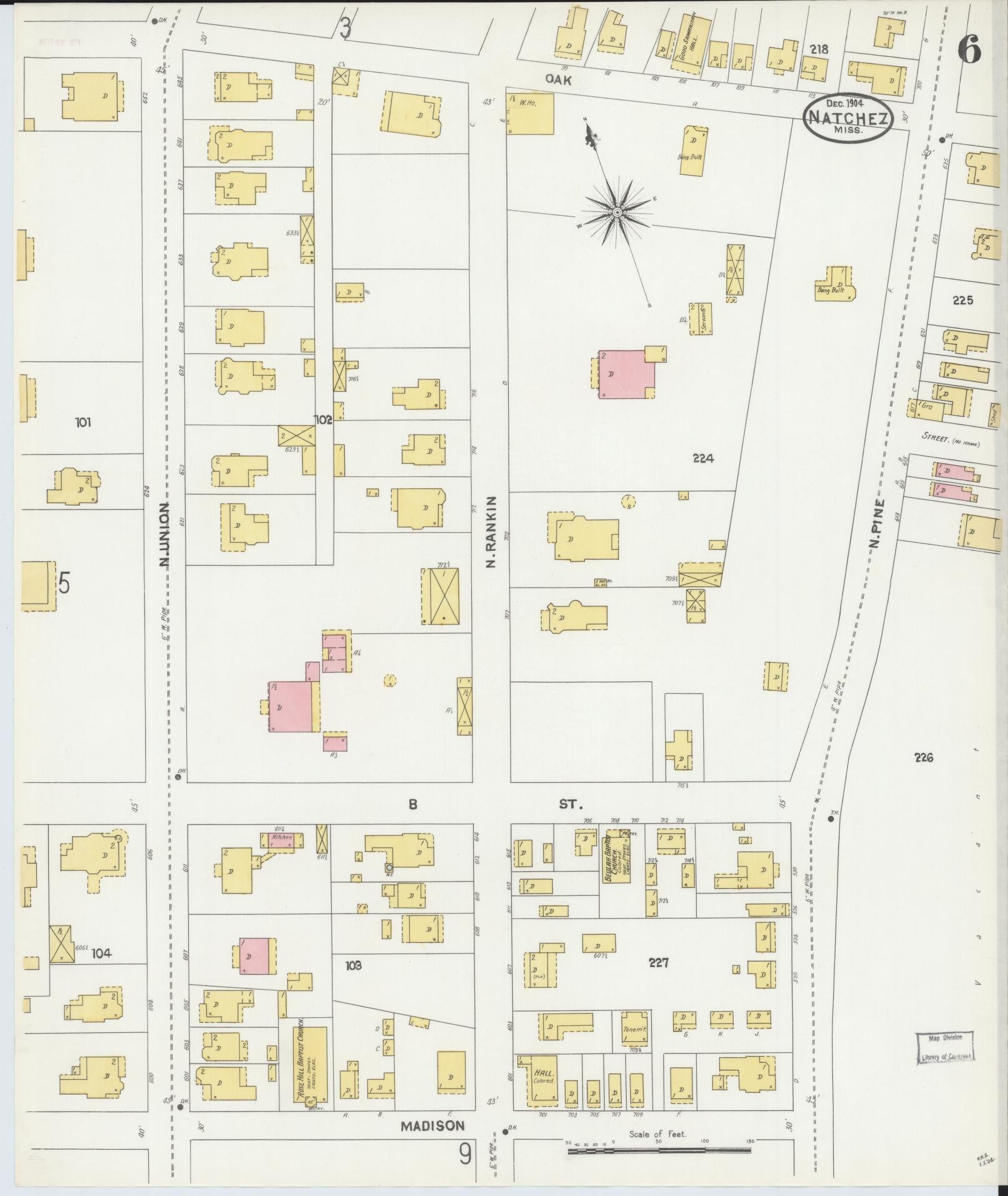 Sanborn Fire Insurance Map from Natchez, Adams County, Mississippi (1904), Sheet #0006 - Complete Map Set gallery image, historic Sanborn map, vintage wall art, Mississippi Mississippi