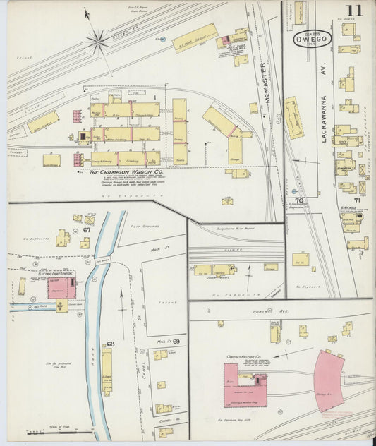 Sanborn Fire Insurance Map from Owego, Tioga County, New York (1893), Sheet #0011 - Historic Sanborn Fire Insurance Map Print, vintage old map wall art, antique decor, genealogy gift, New York New York map