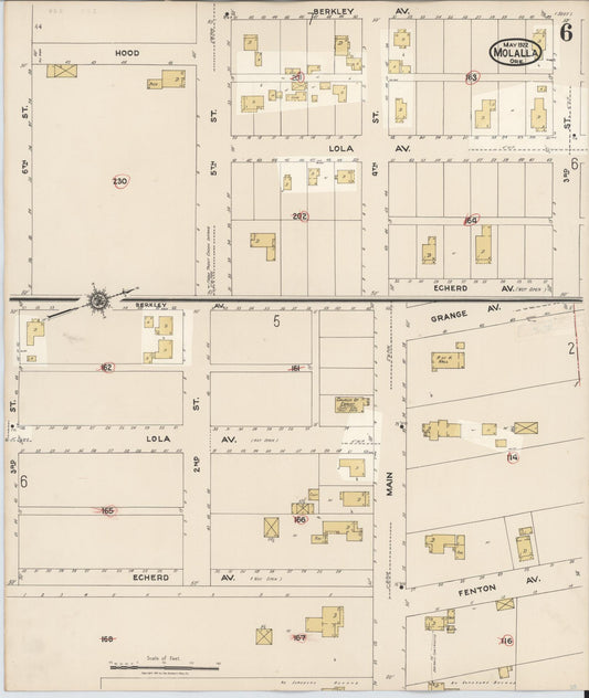 Sanborn Fire Insurance Map from Molalla, Clackamas County, Oregon (1951), Sheet #0006 - Historic Sanborn Fire Insurance Map Print, vintage old map wall art, antique decor, genealogy gift, Oregon Oregon map