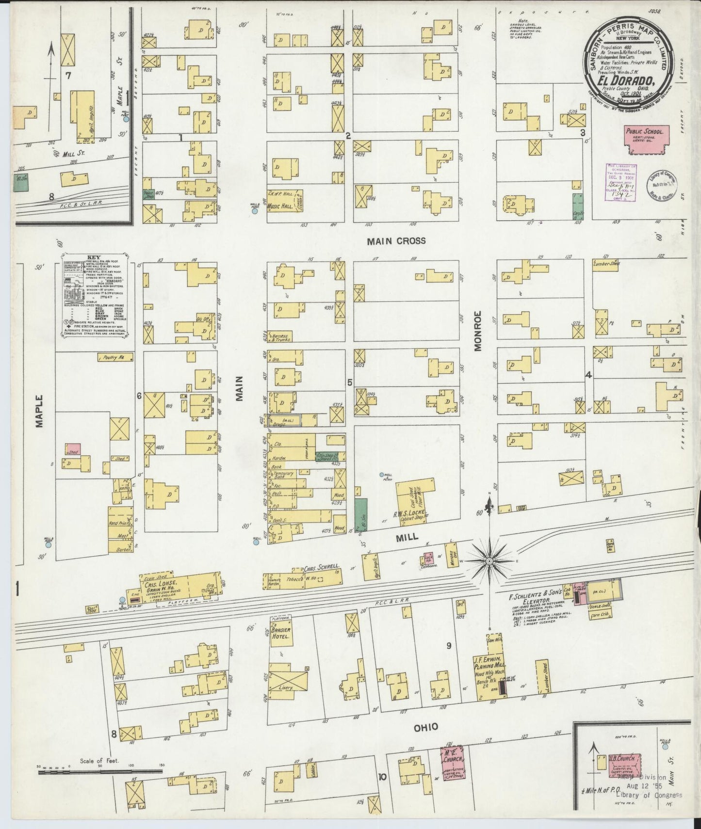 Sanborn Fire Insurance Map from El Dorado, Preble County, Ohio (1901), Sheet #0001 - Historic Sanborn Fire Insurance Map Print, vintage old map wall art, antique decor, genealogy gift, Ohio Ohio map