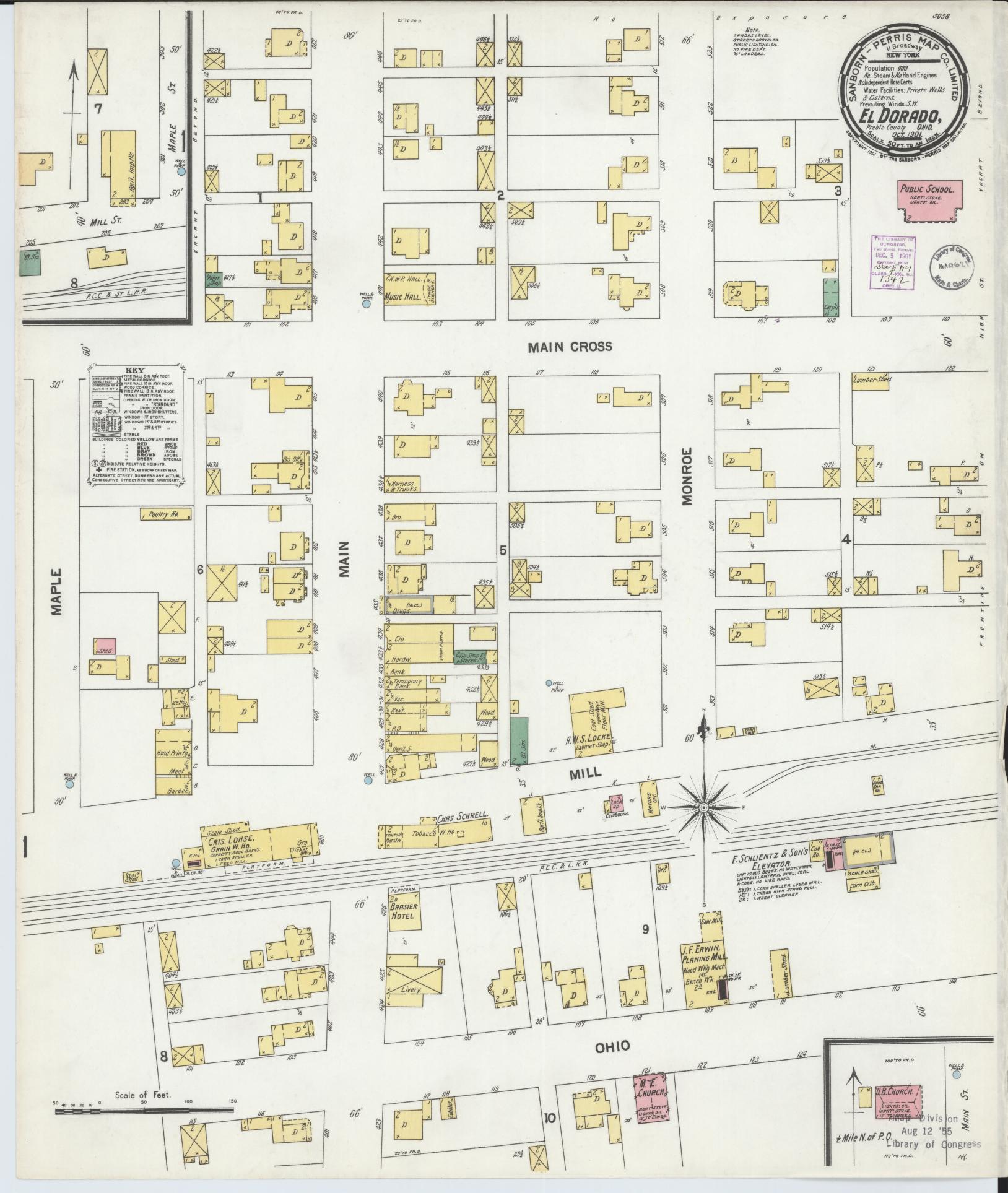Sanborn Fire Insurance Map from El Dorado, Preble County, Ohio (1901), Sheet #0001 - Historic Sanborn Fire Insurance Map Print, vintage old map wall art, antique decor, genealogy gift, Ohio Ohio map