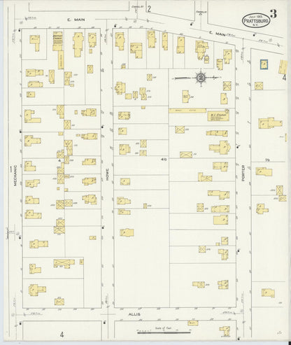 Sanborn Fire Insurance Map from Prattsburgh, Steuben County, New York (1913), Sheet #0003 - Historic Sanborn Fire Insurance Map Print, vintage old map wall art, antique decor, genealogy gift, New York New York map