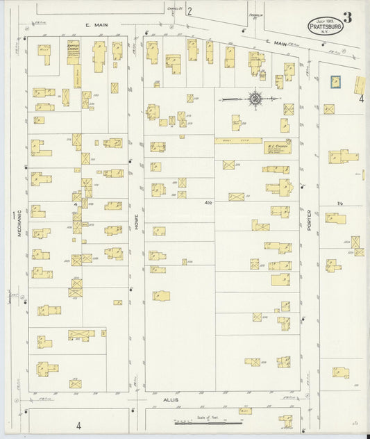 Sanborn Fire Insurance Map from Prattsburgh, Steuben County, New York (1913), Sheet #0003 - Historic Sanborn Fire Insurance Map Print, vintage old map wall art, antique decor, genealogy gift, New York New York map
