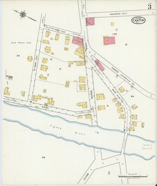 Sanborn Fire Insurance Map from Canton, Haywood County, North Carolina (1921), Sheet #0003 - Historic Sanborn Fire Insurance Map Print, vintage old map wall art, antique decor, genealogy gift, North Carolina North Carolina map