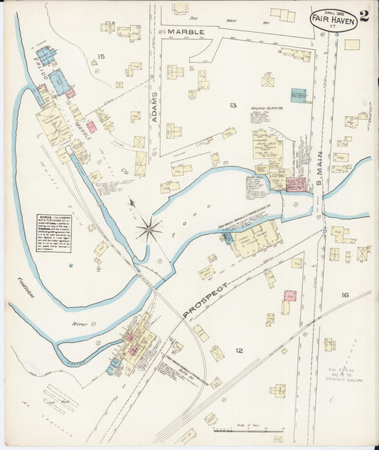 Sanborn Fire Insurance Map from Fair Haven, Rutland County, Vermont (1885), Sheet #0002 - Historic Sanborn Fire Insurance Map Print, vintage old map wall art, antique decor, genealogy gift, Vermont Vermont map