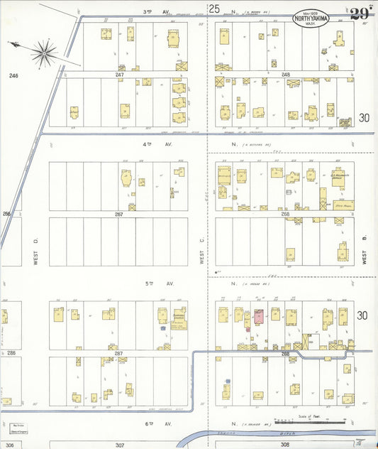 Sanborn Fire Insurance Map from North Yakima, Yakima County, Washington (1909), Sheet #0029 - Historic Sanborn Fire Insurance Map Print, vintage old map wall art, antique decor, genealogy gift, Washington Washington map