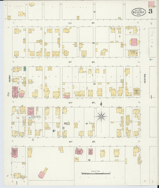 Sanborn Fire Insurance Map from Beverly, Washington County, Ohio (1905), Sheet #0003 - Historic Sanborn Fire Insurance Map Print, vintage old map wall art, antique decor, genealogy gift, Ohio Ohio map