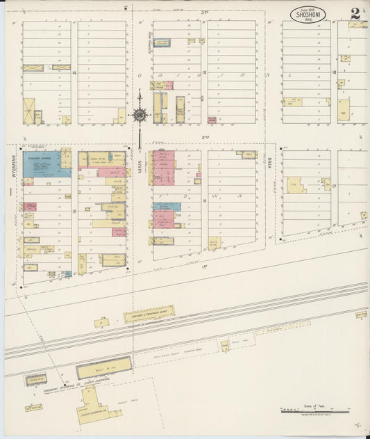 Sanborn Fire Insurance Map from Shoshoni, Fremont County, Wyoming (1918), Sheet #0002 - Historic Sanborn Fire Insurance Map Print, vintage old map wall art, antique decor, genealogy gift, Wyoming Wyoming map
