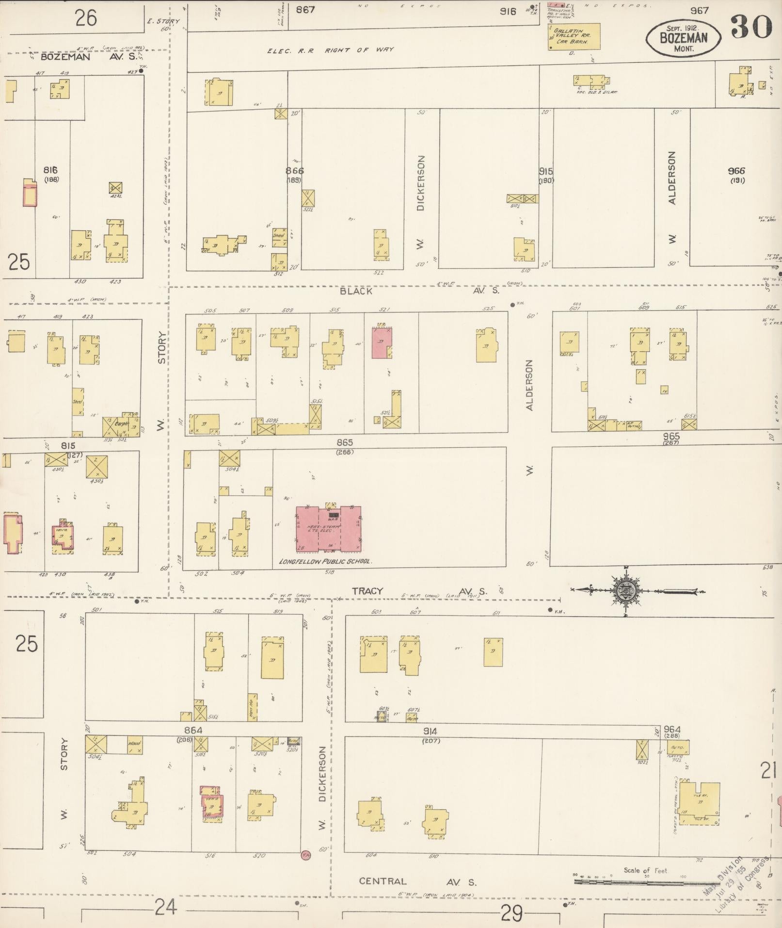 Sanborn Fire Insurance Map from Bozeman, Gallatin County, Montana (1912), Sheet #0030 - Complete Map Set gallery image, historic Sanborn map, vintage wall art, Montana Montana