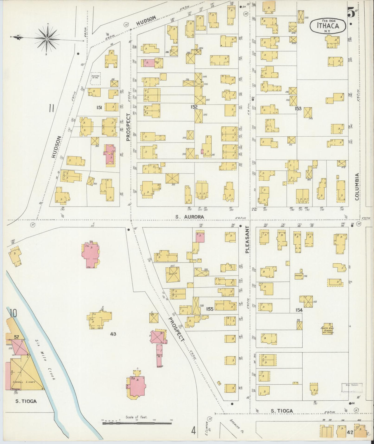 Sanborn Fire Insurance Map from Ithaca, Tompkins County, New York (1904), Sheet #0005 - Complete Map Set gallery image, historic Sanborn map, vintage wall art, New York New York
