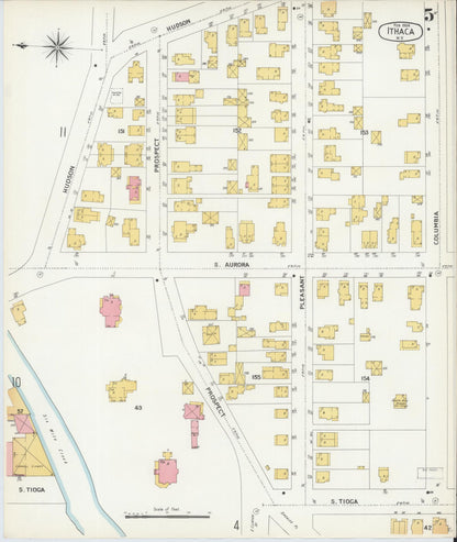 Sanborn Fire Insurance Map from Ithaca, Tompkins County, New York (1904), Sheet #0005 - Complete Map Set gallery image, historic Sanborn map, vintage wall art, New York New York