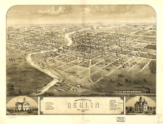 Bird's eye view of the city of Berlin, Green Lake Co., Wisconsin 1867. (1867) – Historic Bird’s-Eye View Panorama Print
