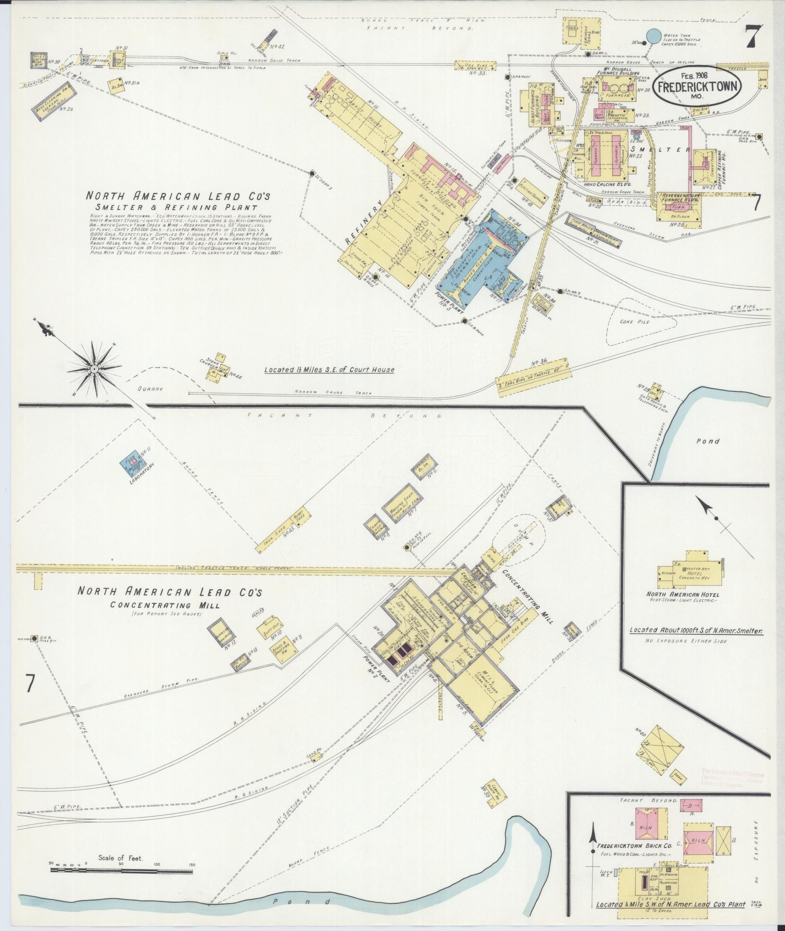 Sanborn Fire Insurance Map from Fredericktown, Madison County, Missouri (1908), Sheet #0007 - Historic Sanborn Fire Insurance Map Print, vintage old map wall art, antique decor, genealogy gift, Missouri Missouri map