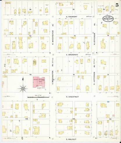Sanborn Fire Insurance Map from Denison, Crawford County, Iowa (1908), Sheet #0005 - Historic Sanborn Fire Insurance Map Print