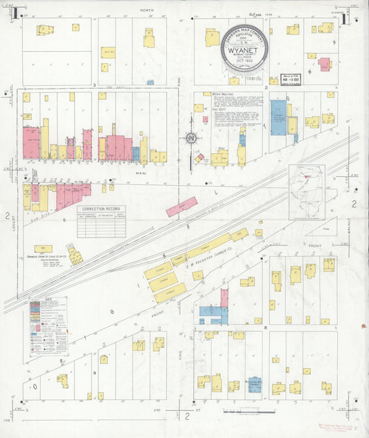 Sanborn Fire Insurance Map from Wyanet, Bureau County, Illinois (1932), Sheet #0001 - Historic Sanborn Fire Insurance Map Print, vintage old map wall art, antique decor, genealogy gift, Illinois Illinois map