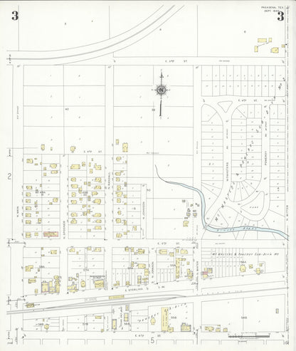 Sanborn Fire Insurance Map from Pasadena, Harris County, Texas (1940), Sheet #0003 - Historic Sanborn Fire Insurance Map Print, vintage old map wall art, antique decor, genealogy gift, Texas Texas map