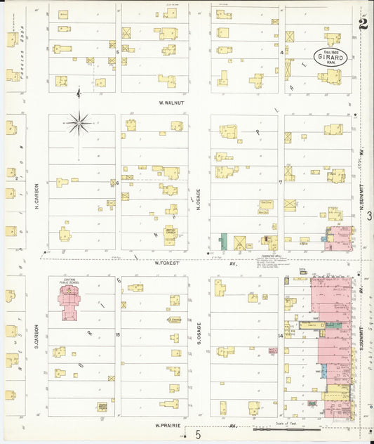 Sanborn Fire Insurance Map from Girard, Crawford County, Kansas (1902), Sheet #0002 - Historic Sanborn Fire Insurance Map Print, vintage old map wall art, antique decor, genealogy gift, Kansas Kansas map