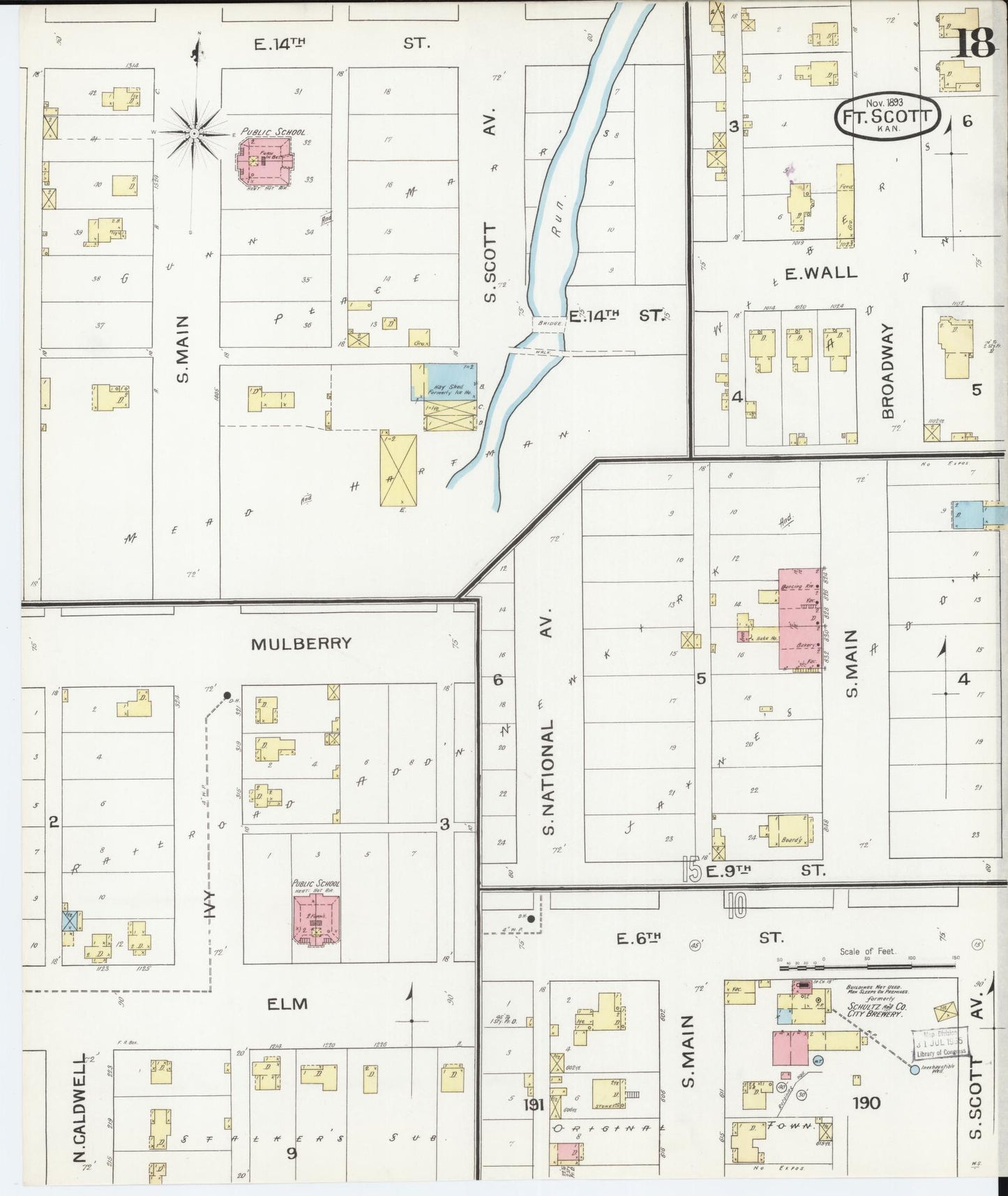 Sanborn Fire Insurance Map from Fort Scott, Bourbon County, Kansas (1893), Sheet #0018 - Complete Map Set gallery image, historic Sanborn map, vintage wall art, Kansas Kansas