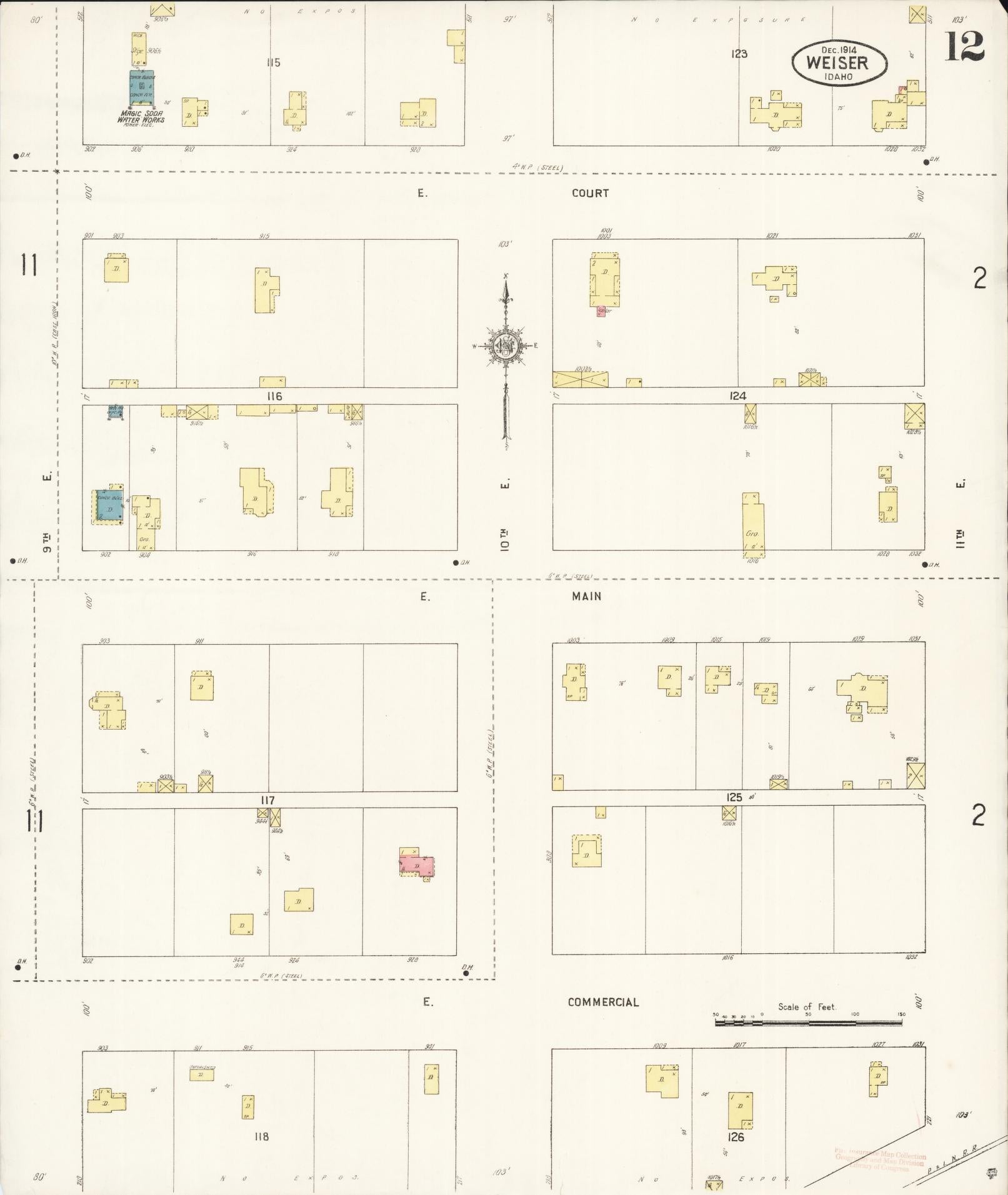 Sanborn Fire Insurance Map from Weiser, Washington County, Idaho (1914), Sheet #0012 - Historic Sanborn Fire Insurance Map Print, vintage old map wall art, antique decor, genealogy gift, Idaho Idaho map