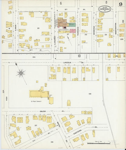 Sanborn Fire Insurance Map from Carbondale, Lackawanna County, Pennsylvania (1903), Sheet #0009 - Complete Map Set gallery image, historic Sanborn map, vintage wall art, Pennsylvania Pennsylvania