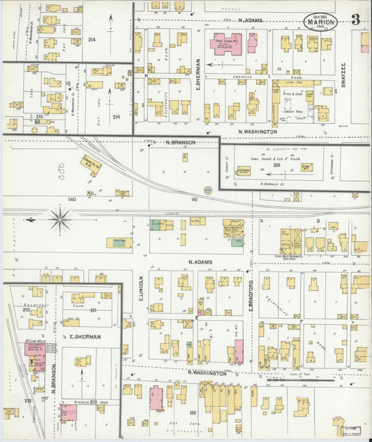 Sanborn Fire Insurance Map from Marion, Grant County, Indiana (1901), Sheet #0003 - Historic Sanborn Fire Insurance Map Print, vintage old map wall art, antique decor, genealogy gift, Indiana Indiana map