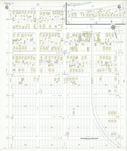 Sanborn Fire Insurance Map from Freeport, Brazoria County, Texas (1943), Sheet #0006 - Historic Sanborn Fire Insurance Map Print, vintage old map wall art, antique decor, genealogy gift, Texas Texas map