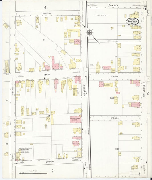 Sanborn Fire Insurance Map from Smyrna, Kent County, Delaware (1915), Sheet #0007 - Historic Sanborn Fire Insurance Map Print, vintage old map wall art, antique decor, genealogy gift, Delaware Delaware map
