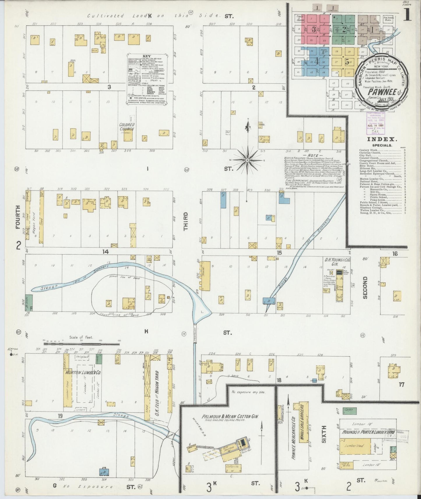 Sanborn Fire Insurance Map from Pawnee, Pawnee County, Oklahoma. (1901) – Historic Sanborn Fire Insurance Map Print