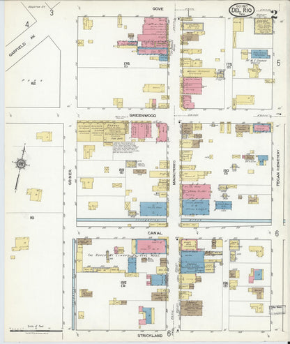 Sanborn Fire Insurance Map from Del Rio, Val Verde County, Texas (1917), Sheet #0002 - Complete Map Set gallery image, historic Sanborn map, vintage wall art, Texas Texas