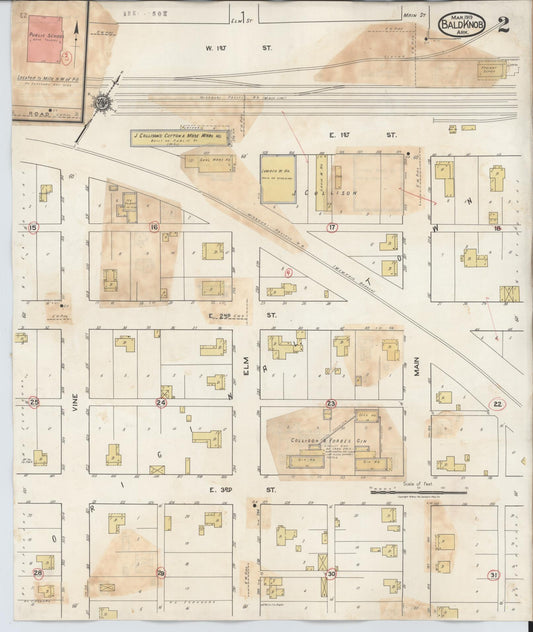 Sanborn Fire Insurance Map from Bald Knob, White County, Arkansas (1932), Sheet #0002 - Historic Sanborn Fire Insurance Map Print, vintage old map wall art, antique decor, genealogy gift, Arkansas Arkansas map