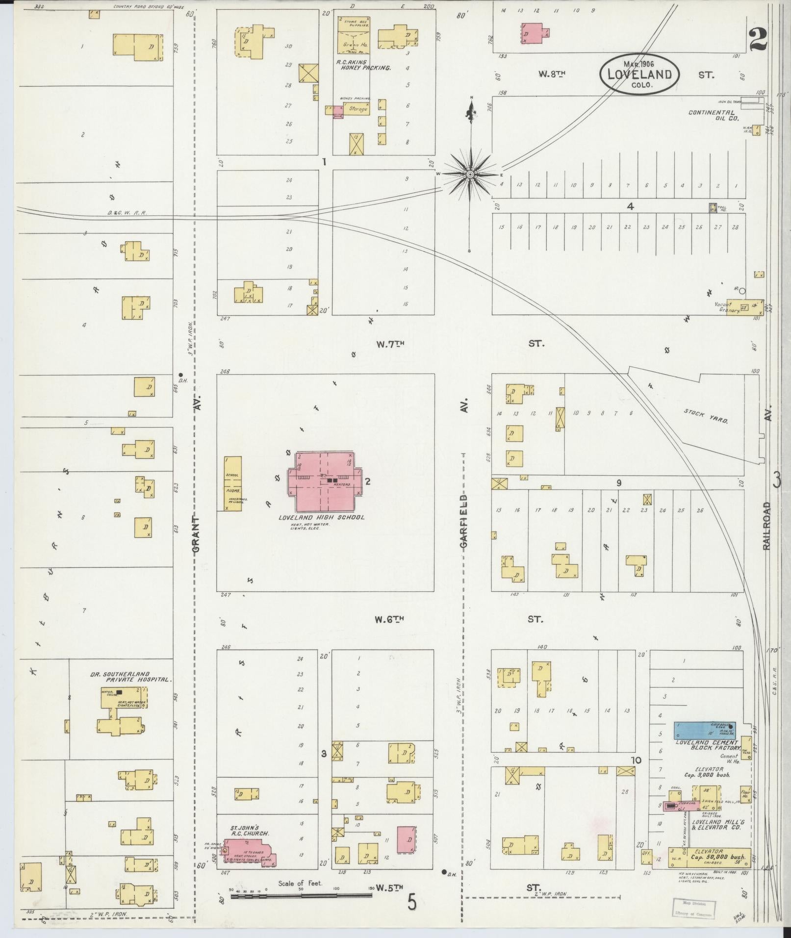 Sanborn Fire Insurance Map from Loveland, Larimer County, Colorado (1906), Sheet #0002 - Complete Map Set gallery image, historic Sanborn map, vintage wall art, Colorado Colorado
