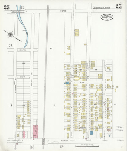Sanborn Fire Insurance Map from Kingston, Luzerne County, Pennsylvania (1925), Sheet #0025 - Historic Sanborn Fire Insurance Map Print, vintage old map wall art, antique decor, genealogy gift, Pennsylvania Pennsylvania map