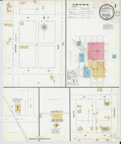 Sanborn Fire Insurance Map from Genoa, Ottawa County, Ohio (1899), Sheet #0001 - Historic Sanborn Fire Insurance Map Print, vintage old map wall art, antique decor, genealogy gift, Ohio Ohio map