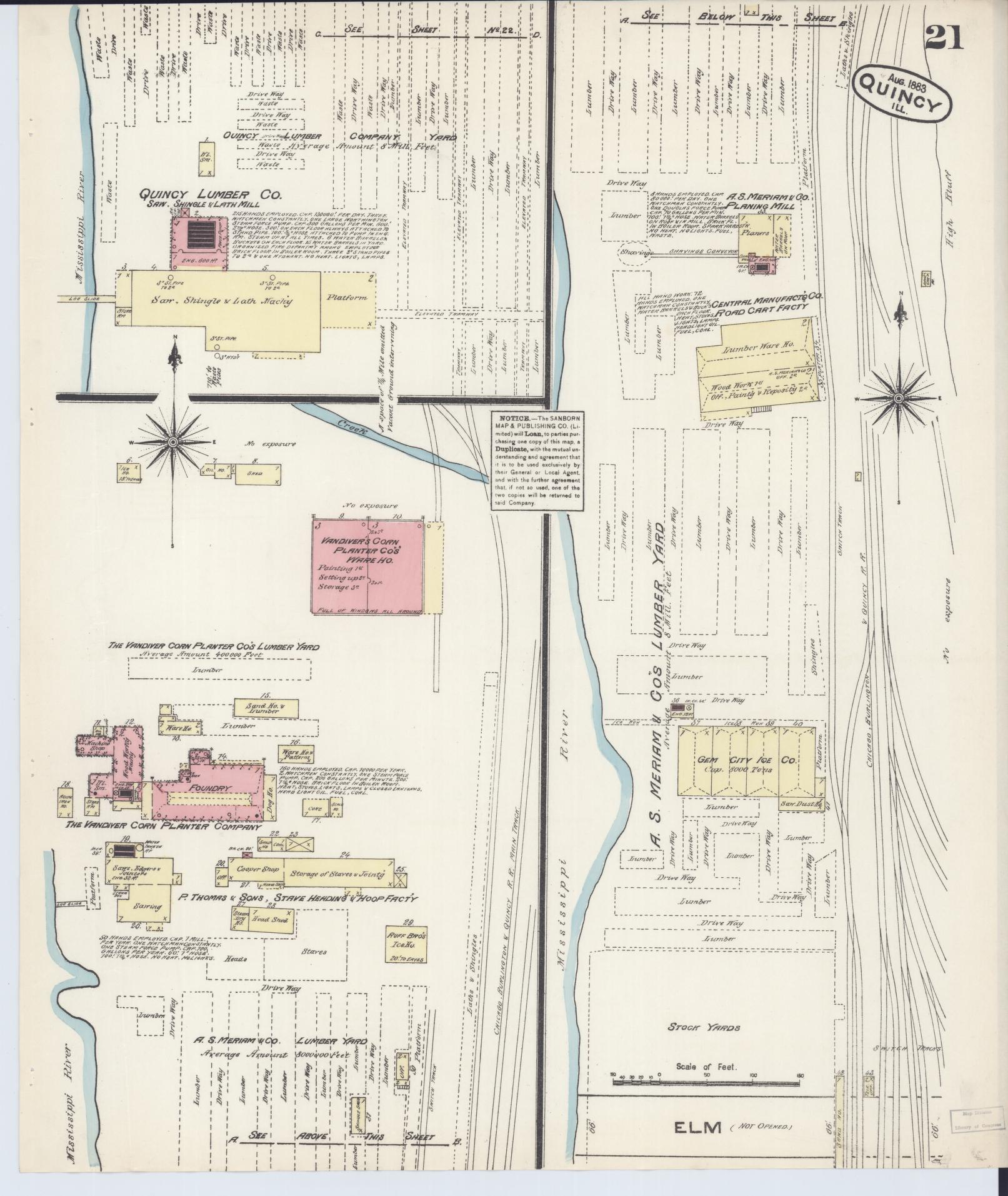 Sanborn Fire Insurance Map from Quincy, Adams County, Illinois (1883), Sheet #0021 - Complete Map Set gallery image, historic Sanborn map, vintage wall art, Illinois Illinois