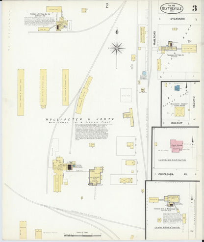 Sanborn Fire Insurance Map from Blytheville, Mississippi County, Arkansas (1908), Sheet #0003 - Complete Map Set gallery image, historic Sanborn map, vintage wall art, Blytheville Mississippi