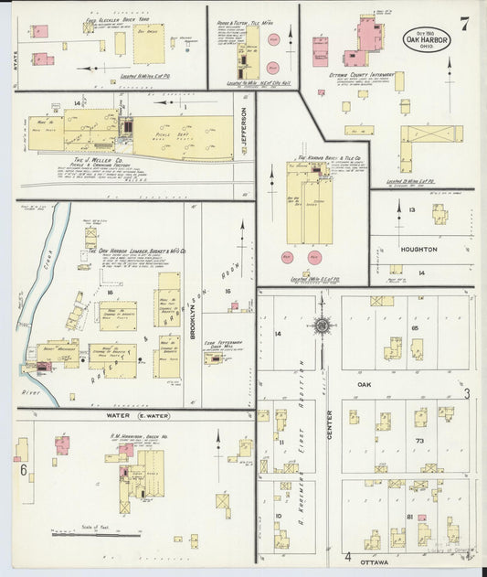 Sanborn Fire Insurance Map from Oak Harbor, Ottawa County, Ohio (1910), Sheet #0007 - Historic Sanborn Fire Insurance Map Print, vintage old map wall art, antique decor, genealogy gift, Ohio Ohio map