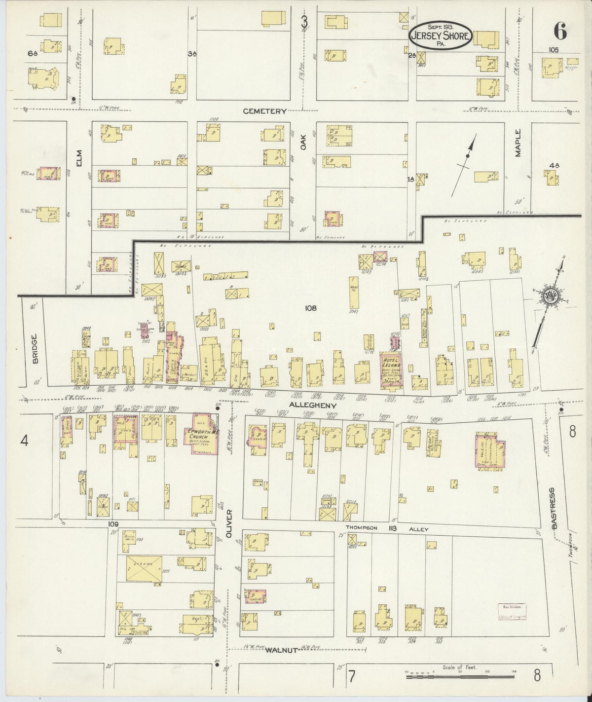 Sanborn Fire Insurance Map from Jersey Shore, Lycoming County, Pennsylvania (1913), Sheet #0006 - Complete Map Set gallery image, historic Sanborn map, vintage wall art, Pennsylvania Pennsylvania