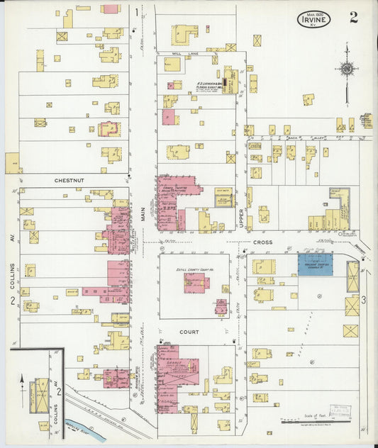 Sanborn Fire Insurance Map from Irvine, Estill County, Kentucky (1920), Sheet #0002 - Historic Sanborn Fire Insurance Map Print, vintage old map wall art, antique decor, genealogy gift, Kentucky Kentucky map