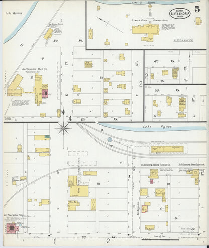 Sanborn Fire Insurance Map from Alexandria, Douglas County, Minnesota (1899), Sheet #0005 - Complete Map Set gallery image, historic Sanborn map, vintage wall art, Minnesota Minnesota